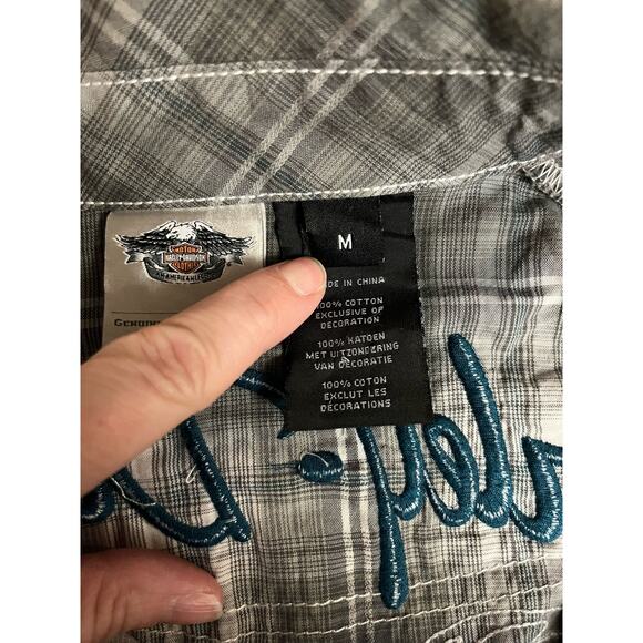 Harley Davidson Women's snap long sleeve top, size Medium Biker - Picture 7 of 10